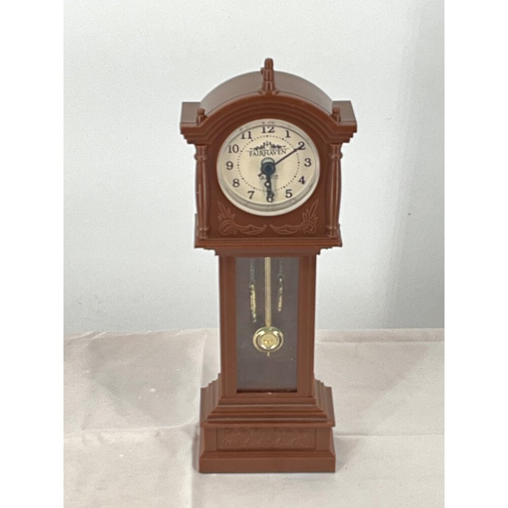 Vintage Dollhouse Fairway‎ Brown Plastic Pendulum Clock 9"